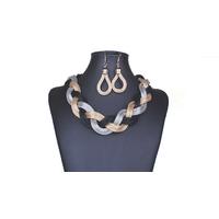 tri colour twisted necklace and earrings set