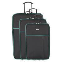 Travel One Mouth Set of 3 Suitcases, Black/Green