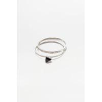 Triangle Stone Brass Rings 2-Pack, SILVER