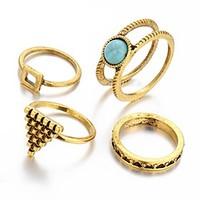 triangle multi finger ring vintage luxury ring sets for women gold sil ...