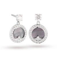 Treasure Empress Grey Mother of Pearl Drop Earrings in 18ct White Gold
