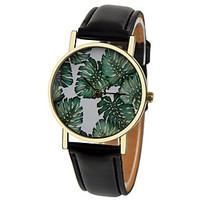 Tropical Palm Leaves Floral Watch, Vintage Style Leather Watch, Women Watches, Boyfriend Watch, Men\'s watch, Summer Green Cool Watches Unique Watches