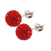 Tresor Paris Saint Remy Crystal Stud Earrings - Red 10mm