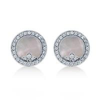Treasure Empress Grey Mother of Pearl Stud Earrings in 18ct White Gold