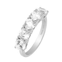 Tresor Paris Hearts & Arrows silver crystal five stone ring