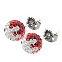 Tresor Paris Earrings Red & White Crystal Titanium