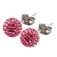 tresor paris earrings 8mm pink crystal