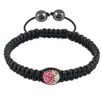 Tresor Paris Bracelet Black Cord Pink And White Crystal S