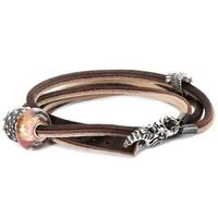 trollbeads bracelet leather brownlight grey 36cm