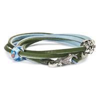 trollbeads bracelet leather light bluegreen 36cm