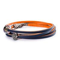 Trollbeads Bracelet Leather Orange Navy