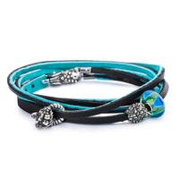 Trollbeads Bracelet Leather Turquoise/Navy 41cm