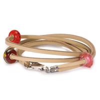 trollbeads beige leather bracelet 34cm