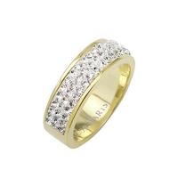 Tresor Paris Gold Plated 6mm Crystal 3 Row Half Eternity Ring 021061