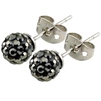 Tresor Paris Bissey Titanium Grey Crystal Stud Earrings 016000