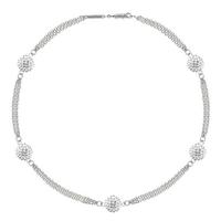 Tresor Paris White Gold Plated Silver 5 x White Crystal 3 Chain 021141