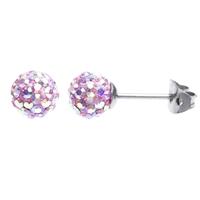 Tresor Paris Titanium 6mm Rose Pink Crystal Stud Earrings 019313