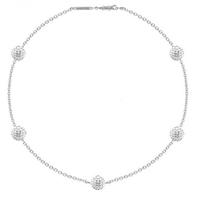 Tresor Paris Silver 6mm 5 White Crystal Chain Bracelet 021082