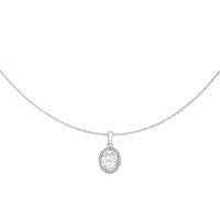 Tresor Paris Silver Oval Crystal Cluster Pendant Chain 020511