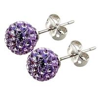 Tresor Paris Placy Titanium 8mm Lilac Crystal Stud Earrings 016011