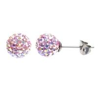 Tresor Paris Titanium 8mm Rose Pink Crystal Stud Earrings 019314