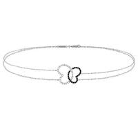 Tresor Paris Silver Black And White Crystal Open Hearts Bracelet 021261