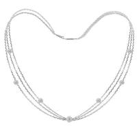 Tresor Paris White Gold Plated Silver 5 x White Crystal 3 Chain 021081