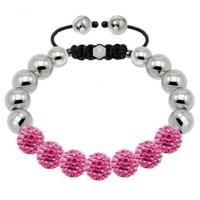 Tresor Paris 10mm Stainless Steel Pink Crystal Bracelet 020881