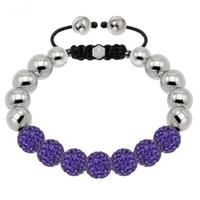 Tresor Paris 10mm Stainless Steel Violet Crystal Bracelet 020759