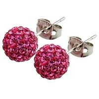 Tresor Paris Proussy Titanium 8mm Pink Crystal Stud Earrings 016007