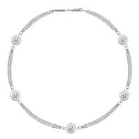 Tresor Paris White Gold Plated Silver 5 x White Crystal 3 Chain 021141