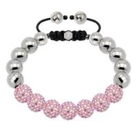 Tresor Paris 10mm Stainless Steel Blush Pink Crystal Bracelet 020763