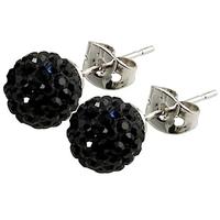 tresor paris breel titanium 8mm black crystal stud earrings 016013