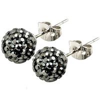 Tresor Paris Bissey Titanium 8mm Grey Crystal Stud Earrings 016009