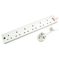 trupower rb 02m06spd 6 way trailing socket 2m lead surge protected