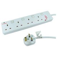 trupower rb 02 4gangswd 4 way trailing socket 2m surge protect ind