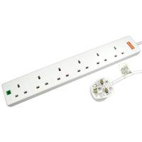 trupower rb 05m06spd 6 way trailing socket 5m lead surge protected