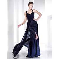 TS Couture Formal Evening / Military Ball Dress - Elegant Plus Size / Petite Sheath / Column Straps Floor-length Chiffon / Satin with Beading / Split