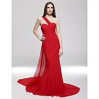 TS Couture Formal Evening Military Ball Dress - Open Back Celebrity Style Trumpet / Mermaid One Shoulder Sweep / Brush Train Chiffon with