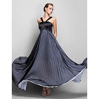TS Couture Formal Evening Military Ball Dress - Open Back A-line Halter Floor-length Chiffon with Pleats Criss Cross