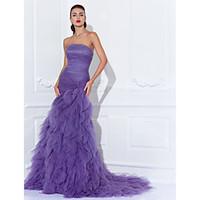 TS Couture Prom / Formal Evening Dress - Elegant / Vintage Inspired Plus Size / Petite Trumpet / Mermaid Strapless Court Train Tulle with Criss Cross
