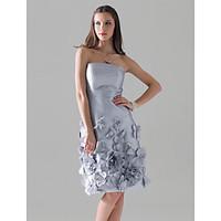 TS Couture Cocktail Party Wedding Party Dress - Floral Sheath / Column Strapless Knee-length Taffeta with Flower(s)