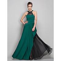 TS Couture Formal Evening / Military Ball Dress - Elegant Plus Size / Petite Sheath / Column Halter Floor-length Chiffon / Jersey with Crystal Brooch
