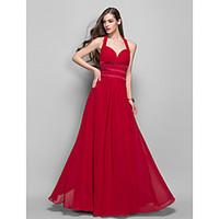 TS Couture Prom Formal Evening Military Ball Dress - Open Back Sheath / Column Halter Floor-length Chiffon with Side Draping