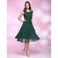 TS Couture Cocktail Party Holiday Wedding Party Dress - 1920s A-line Princess V-neck Knee-length Chiffon with Beading Criss Cross Pleats