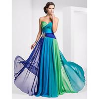 TS Couture Prom Formal Evening Military Ball Dress - Color Gradient A-line Strapless Sweetheart Floor-length Chiffon withCrystal