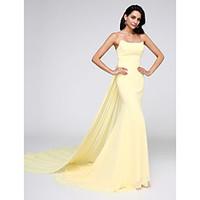 TS Couture Formal Evening Dress - Elegant Trumpet / Mermaid Strapless Watteau Train Chiffon with Pleats