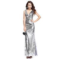 TS Couture Formal Evening Dress - Sparkle Shine Sheath / Column V-neck Floor-length Sequined with Sequins