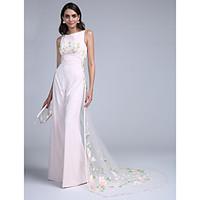 TS Couture Formal Evening Dress - Elegant Sheath / Column Jewel Court Train Chiffon Tulle with Pattern / Print