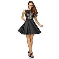 TS Couture Cocktail Party Prom Company Party Dress - Little Black Dress A-line Strapless Short / Mini Lace Satin with Lace